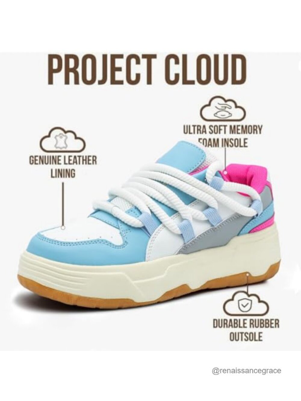 Women's Chunky Platform Sneakers Cushioned Non Slip Walking Shoes